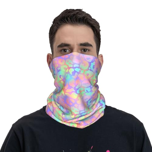 Neck Gaiters For Men Women - Trendy Leopard Rainbow Bright Print Breathable Head Scarf, Balaclava Face Mask Cover, Neck Scarf Bandana3