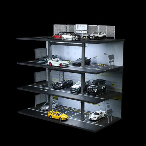 1/64 Scale Die-cast Model Car Display Case Organizer - Parking Garage Diorama Compatible with Hot Wheels Matchbox Mini GT,for Toy Car Display and Storage 20 Parking Spaces(Grey)