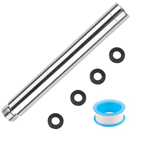 DXLing Alcachofa de ducha con brazo alargador de 15 cm, tubo de extensión de ducha G1/2 pulgadas, rosca de acero inoxidable, barra de ducha recta para baño
