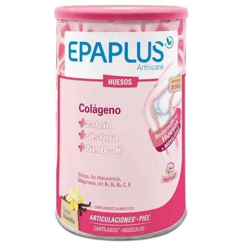 EPAPLUS Huesos - Colágeno en Polvo, 30 días - Vainilla - Con Calcio, Fósforo, Vit. D y K - 388 g