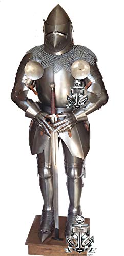 Marine Gift Shop Medieval Knight Suit of Armor Full Body Armour Suit W/Sword/Pig Face Helmet