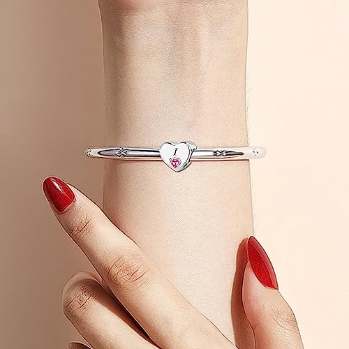 KunBead Initial A-Z Letter Love Pink Heart Alphabet Bead Charms Compatible with Pandora Charm Bracelets for Women4
