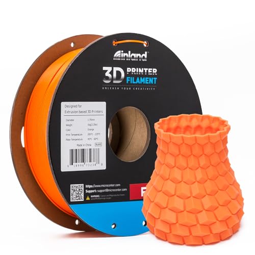 Image of INLAND Micro Center PLA+ 3D Printing Filament 1.75mm - PLA Pro Dimensional Accuracy + /- 0.03 mm - 1kg Cardboard Spool (2.2 lbs) (1 Pack Orange, 1.75mm)