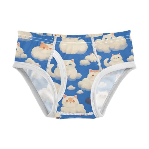 KLL Cats with Cute Clouds Pattern with blue Little Boys Pure Cotton Nighttime Underwear Cute Children Panties