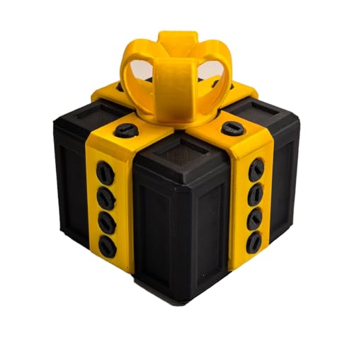 Annoying Gift Box 3D Printed Gift Box with Screws Funny Christmas Decoration Box Novel Magic Box for Friends (Gold and Black)
