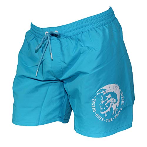 Diesel Men's Wave Mohican Logo Swim Short, Turquoise, Medium