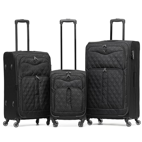 Flight Knight Lightweight 4 Wheel 800D Soft Case Quilted Suitcases Anti Crack Cabin & Hold Luggage Options Approved for Over 100 Airlines Including easyJet, BA & Many More!