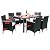 EMKK 7 Pieces Patio Dining Set, Garden Acacia Wood and Wicker Furniture with 1 Rectangular Table & 6 Chairs Cushions, Outdoor Rattan for Patio, Yard, Poolside