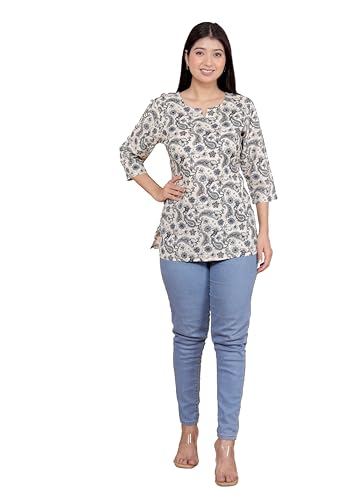 Image of Malikcraft Women's Rayon Printed Short Kurti Stylish Kurta for Women Trendy Short Kurta for Daily & Office Wear PR1