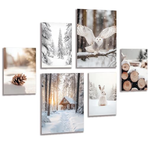 Lavema - LAVEMA Images d'hiver - Tableaux muraux scandinaves - Pour salon - Paysage d'hiver - Neige - Décoration murale nordique esthétique (sans cadre photo) - Décoration murale moderne - Pour chambre à