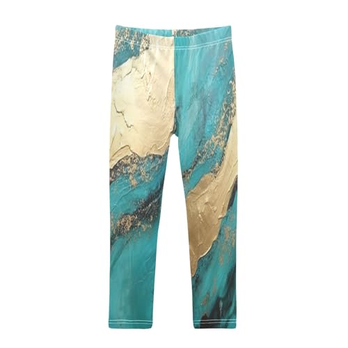Bolaz Toddler Girls Leggings Printed Yoga Pants Leggings Blue Gold Marble for Kids