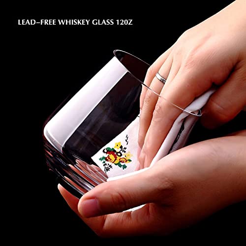 Image of LUXU Premium Whiskey Glasses Set of 6, Transparent, 370 ML, Whisky Glass, Diamond Design Bar Glass for Drinking Bourbon, Whisky, Scotch Cocktail Tumblers (BNZ-6)