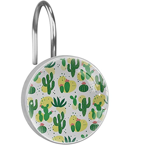 Crochets pour rideau de douche durables en acier inoxydable et décors cactus faits main - 2