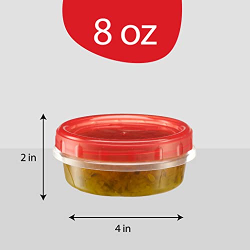 Plasticpro 12 Pack Twist Cap Food Storage Containers With Red Screw On Lid- 8 Oz Reusable Meal Prep Containers - Freezer And Microwave Safe Red Plastic Food Storage #TOP3