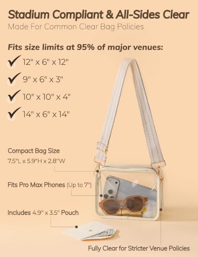 Image of Clear Crossbody Bags for Stadium, Fits 12x6x12 Policy