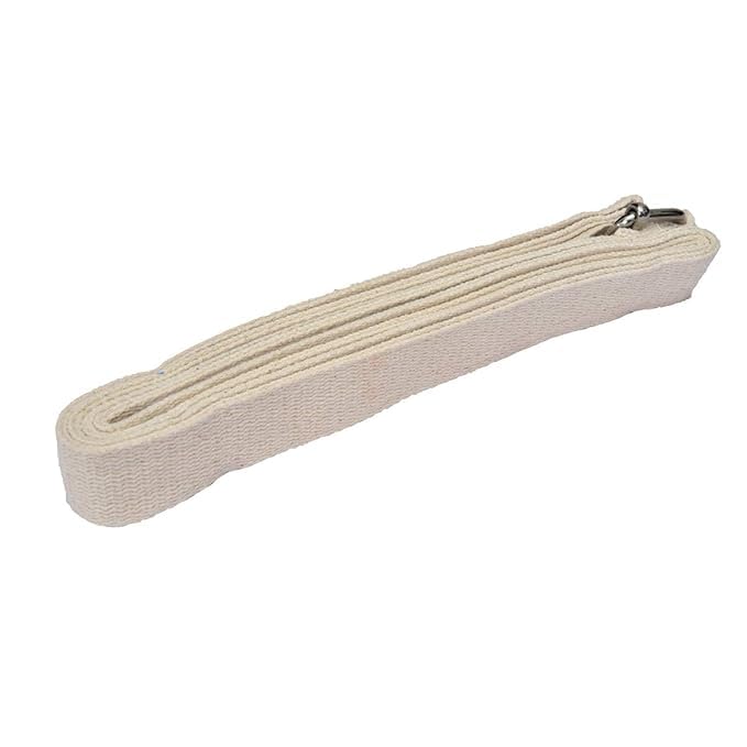 Cotton Yoga Strap with Metal Buckle, Beige, Stretching and Flexibility Aid-image-18