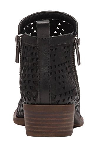 Image of Lucky Brand Basel 3 Black Lugo Perforated Cut Out Low Cut Ankle Designer Booties (Black Lugo, 9.5)