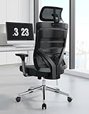 Eucladoceros M16 Bürostuhl Ergonomisch,Schreibtischstuhl mit 3-Stufen Neigung,Kopfstütze,3D-Armlehnen und Lenden,Büro Stuhl & Gaming Stuhl,Mesh-Drehstuhl für Home Office,Bürostuhl 150 KG,Schwarz