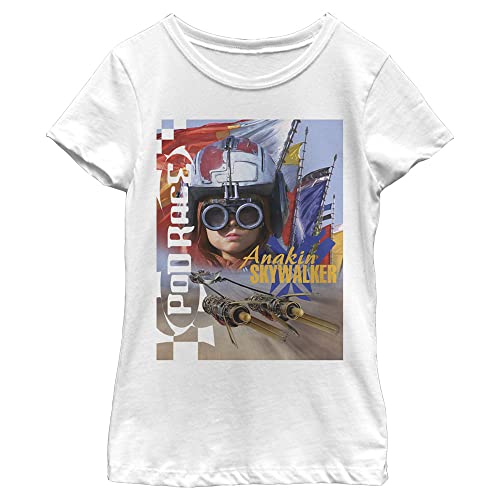 T-shirt Star Wars fille blanc en taille XS manches courtes motif Anakin Pod