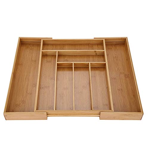 Cutlery Tray Expandable Drawer Organizer Adjustable Cutlery Organiser Tray with 8 Compartments, Large Capacity Kitchen Drawer Divider Cutlery Tray for Drawer, Cutlery Tray Holder 21.3 x 17.01 x 1.96in