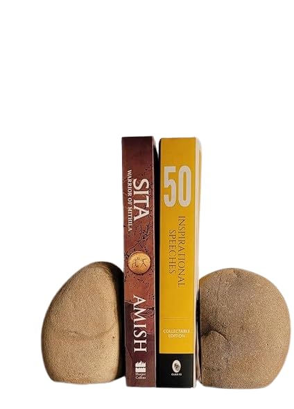 RM Stone Bookends Set of 2 | Heavy Marble Book Holders for Shelves 2