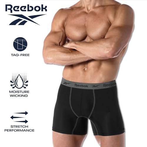 Reebok Mens Boxer Briefs 3 Pack Soft Stretch Boxers with Contour Pouch, 6" - image 2