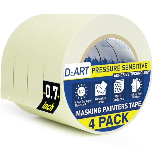 Image of DEART Colored Masking Tape Painters Tape 12, 8 or 6 Pack - 1 or 0.6 Inches for DIY Crafts Arts Supplies, Whiteboard Tape Dry Erase Board Tape for Kids No Residue (4, 0.7 Inch Beige)