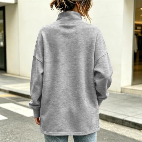 Mock Neck Sweatshirt Women Oversized Casual Warm Long Sleeve Pullover Tops - image 5