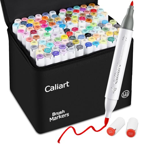 Brush Tip - 121 Colors Dual Tip Artists Coloring Markers Set