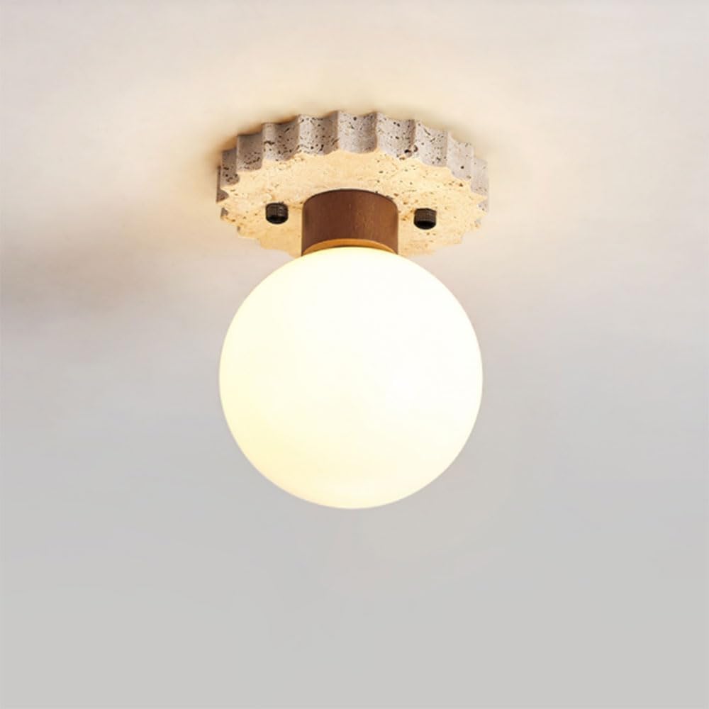 Plafonnier en travertin jaune pour illuminer chaleureusement votre entrée et couloir