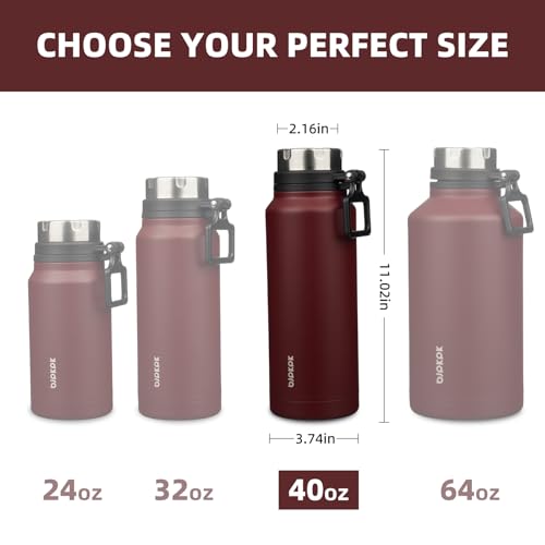 Image of BJPKPK 40oz Large Insulated Water Bottle with Handle, Stainless Steel | Leak-Proof BPA-Free Large Water Bottle, Stainless Steel Vacuum Insulated Bottle for Gym, Work, Outdoor & Everyday Use