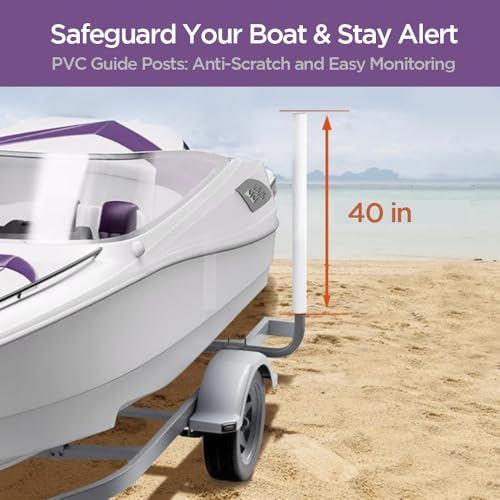 Sebnux Galvanized Steel Adjustable Boat Trailer Guide with PVC Pipes for Ski Boat Fishing Boat, Sailboat Trailer (White) - Thumbnail 2