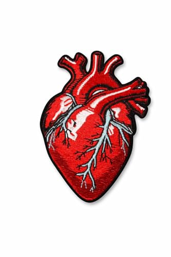 3.5" Anatomical Iron On Patch - Embroidered Anatomical Heart Applique Appliques Iron On Sew On Patches for Holes, Clothing, Jeans, Hat, Backpacks, Clothes - Heart Patch