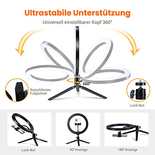 Gorrow 10 Zoll Ringleuchte mit Handyhalterung, Ringlicht mit Stativ Handy, Tiktok Light Ringleuchte mit 3… – Bild 6