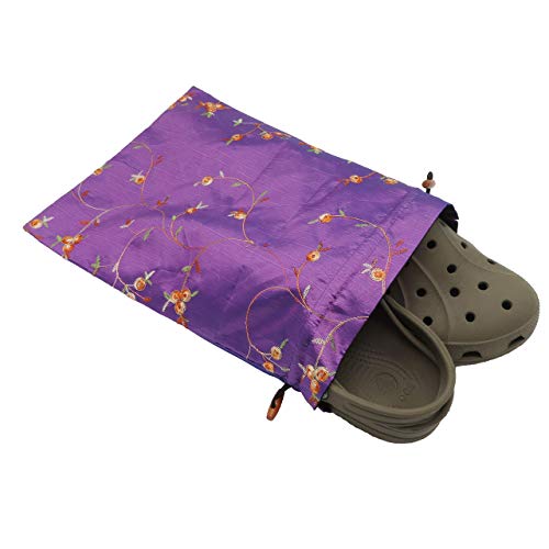 4pcs Embroidered Silk Flower Design Jacquard Travel Bag, Lingerie Bags Underwear Bags Laundry Bags Shoe Bags for Travel Storage for Men Women Washable Cloth Shoe Bags4