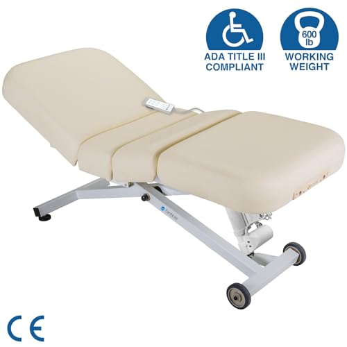 Image of EarthLite Ellora Electric Lift Salon Massage Table, Electric Tilt, Made in USA, 30 inch x 73 inch, Vanilla Creme