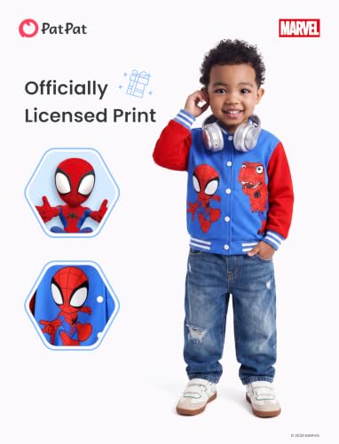 Image of Disney Marvel Bomber Jacket Spider Man Toy Story Cars Varsity Cardigan2-13Y | Officially Licensed Snap Button Coat,Fall Star Wars Graphic Cloth Top,Hulk Venom Stitch Mickey Lightning Mcqueen Kids Apparel