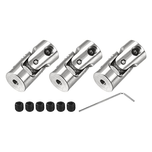 sourcing map 3 Stück Drehbare Kreuzgelenk Wellenkupplung 2mm bis 2mm Innendurchm. L18 x D8 mit Schrauben und Schraubenschlüssel für RC Modell