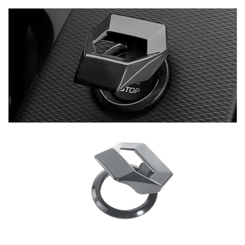 Car Engine Start/Stop Button Cover, Zinc Alloy Car Push Button Start Cover Car Power Control Trim, Universal Key Ignition Switch Protective Cover for Cars, SUVs (Grey)
