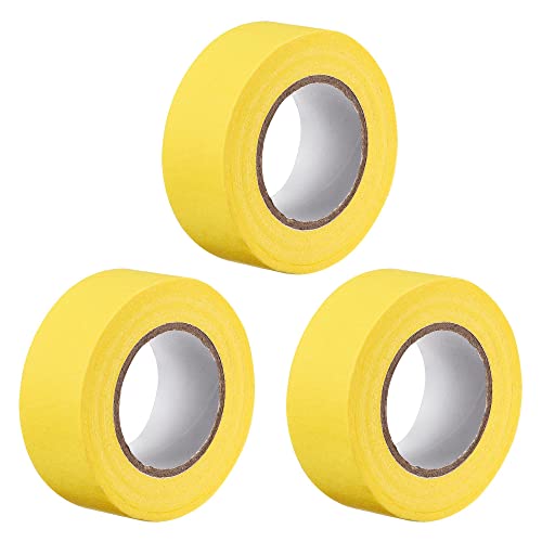 Image of uxcell 3Pcs 25mm 1 inch Wide 20m 21 Yards Masking Tape Painters Tape Rolls Yellow