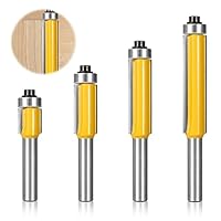 4 Stück Bündigfräser Kugellager Oben, Bündigfräser 8mm Schaft, Ent Bündigfräser, Kanten Kopierfräser mit Kugellager, Nutfräser Bündigfräser Set Holzbearbeitungs Schneidwerkzeug für Holz