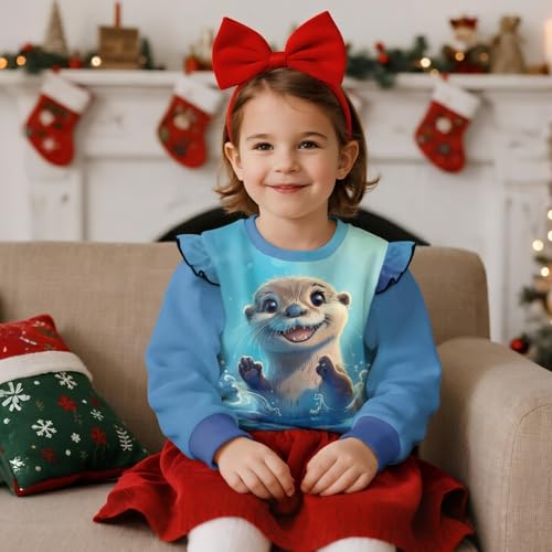 Toddler Girls Sweatshirt Size 1-8 Ruffle Long Sleeve Sweatshirt Soft Comfy Blouse Baby Girl Crewneck T-Shirts3