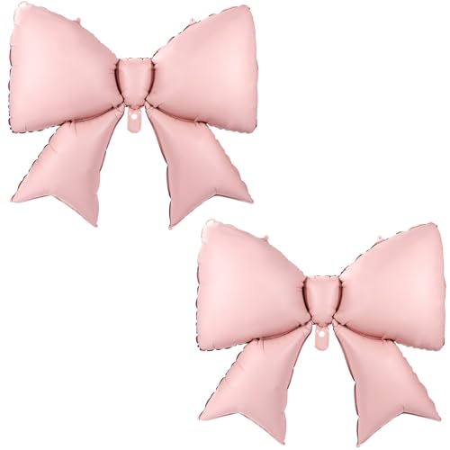 Image of 2pcs Large Bow Balloons, Bow Themed Party Decorations Elegant Coquette Balloons for Coquette Birthday Wedding Engagement Party Decoration (pink)