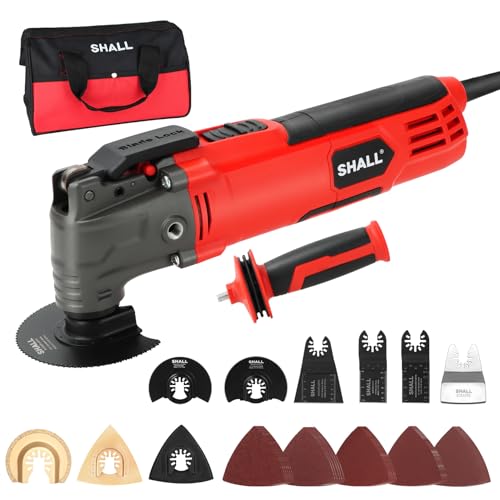 SHALL Oscillating Tool, 500W Oscillating Multitool Kit with 5° Oscillation Angle, Quick Change & Kickback Protection, 34 Pcs Saw Accessories and Carry Bag