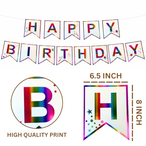 Image of Wanna Party Birthday Decoration Items - Happy Birthday Banner (Cardstock) | Decoration Items for Husband | Multicolor Theme Decoration
