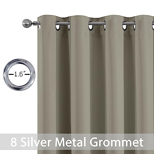 Yakamok Premium Room Darkening Thermal Insulated Curtains for Bedroom/Living Room - Classic Grommet Top (2 Panels, Taupe, 52 Inch by 72 Inch)