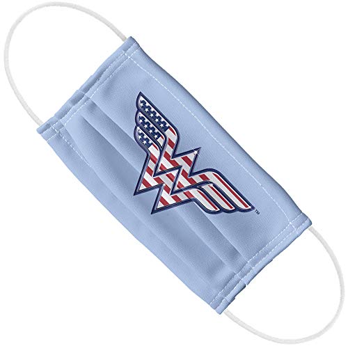Popfunk Wonder Woman Red, White & Blue 1-Ply Reusable Face Mask Covering with Adjustable Nose Wire, Unisex