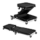 Relaxdays Rollbrett Werkstatt bis 150 kg, 2in1 Rollsitz & Werkstattliege klappbar, 360° drehbar, f. Auto, Stahl, schwarz
