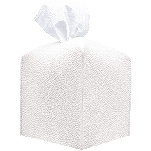 Jevina Cubierta de la caja de pañuelo, moderno refinado PU cuero cuadrado titular de la caja del pañuelo - Soporte decorativo/organizador WEII Cover