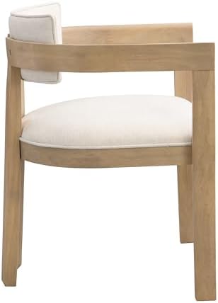 Christopher Knight Home Falcon Fabric Upholstered Dining Chairs Set of 2, Modern Wooden Dining Armchair, Curved Backrest Kitchen Side Chair, Living Room Accent Chair for Extra Seat, Walnut+Beige - Thumbnail 5